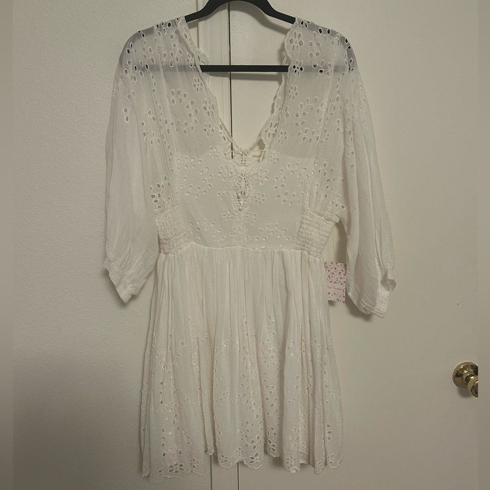 Free People White Eyelet Dress L